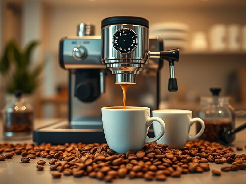 A minimalist, clean shot of a pour-over coffee setup on a smooth, light-colored wooden surface. Hot water is being poured from a sleek kettle onto ground coffee in a ceramic dripper, with subtle steam rising. Focus on precision and the meditative aspect of brewing. Style: Scandinavian minimalism, crisp, soft natural light, muted tones.
