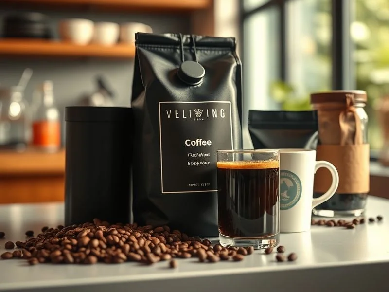 A close-up shot of an elegant French press with dark, coarse coffee grounds steeping, capturing the rich texture and deep brown hues. Steam gently rises, signifying warmth. Style: Rustic elegance, warm lighting, soft focus on the coffee itself.