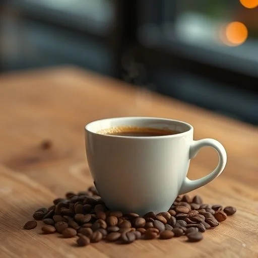 A close-up, high-resolution studio shot of unroasted Arabica coffee beans, perfectly uniform and slightly green, arranged in a subtle spiral pattern on a dark, textured slate background. Style: Product photography, sharp focus, rich texture, dramatic lighting.